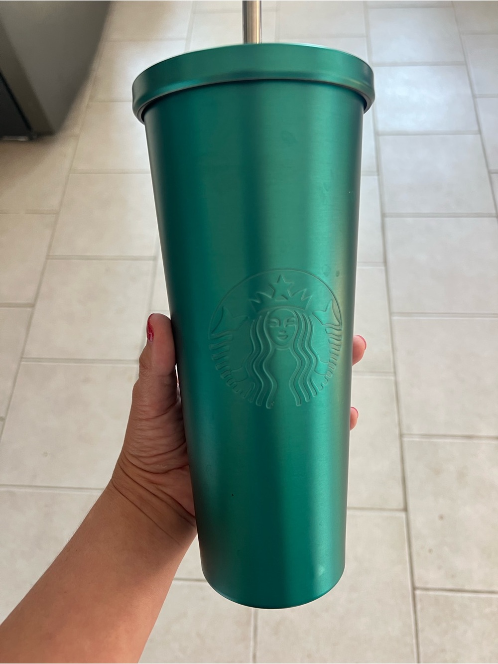 Starbucks Matte Teal Stainless Cup with Lid and Straw